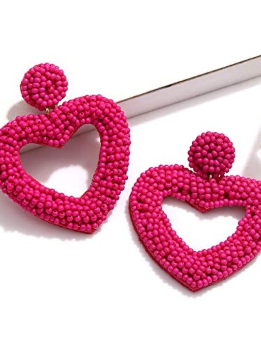 New - Valentine's Day Earrings for Women Beaded Heart Earrings Handmade Bead
